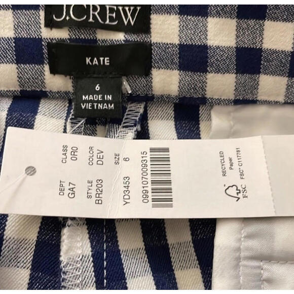 J. Crew Blue White Parke Kate Gingham Check Pants Suit Blazer & Pants Size 6 - Picture 15 of 15